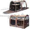 Hundbärare Mispace Portable Twin Compartment Show House Cat Cage/Condo - Lätt att fällas med kennel Comfy Puppy Home Travel Crate