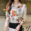 Chemises décontractées de chemisiers pour femmes pour les femmes à manches longues à manches longues à manches longues vintage à imprimé floral camisas e blusas féminina