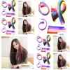 Clip In/On Hair Extensions New Straight Colored Colorf Clipin On In Extension Womens Random Color Purple Red 9840672 Drop Delivery Pr Dhjzi