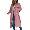 معاطف الخندق النسائية معطف Windbreaker Fashion Long Pocket Lindbreaker على الطراز البريطاني على طراز Office Office Knee Long Coat Wearl2403