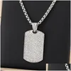 Colliers pendants Collier de marque carré de pierre de haute qualité pour hommes Hop Hop en acier inoxydable bijoux de fête personnalisée Gift Dro Otgs0