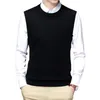 Gilet pour hommes Slim Fit Sans manches en tricot en laine de laine tricotée Pullor Pullor Verte de gilet