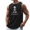 Heren tanktops deadlift gym menselijk skelet zomer snel droge sport top mannen bodybuilding vest mesh fitness mouwloos shirt spierkleding