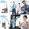 Microfones Portable Wireless Headset Microphone Lavalier Mic System 80m Teaching Talintervju Vlog Live Recording för PC iPhone Android