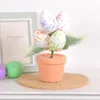 Décoration de fête h7ea oeufs de Pâques bonsaï colorés plante en pot simulé en mousse peinte