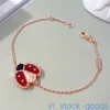 Top Grade merk Vanclef Bracelet Luxe Designer armbanden VanceF Hoge versie Pure Silver Rose Gold Ladybug Lucky Four Leaf Dainty Chain Simple Jewelry for Girls