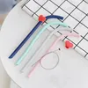 Drinking Straws Collapsible Silicone Bend Straw Reusable Folding With Carrying Case And Cleaning Brush For Travel Home Office