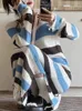 Casual jurken Korobov gestreepte gebreide rok Dames kleding Vestidos Franse spleet Tassel Design Sweater Trui jurk lange herfst winterbasis