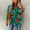 Frauenblusen Sommer Hawaiian Shirts Hawaii Beach Print Fashion Resort Kleider Polo Kragen Langarm Bluse Tops Frühlingsgrößen