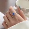 Cluster Rings 925 Sterling Silver White Blue Opal For Women 6 8mm Carbon Gemstone Sun Flower Wedding Luxury Fine Jewelry