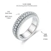 Кластерные кольца Вращающиеся запуск полного мойссанитового бриллиантового набора кольцо S925 Серебряное покрытие 18 тыс. Золото для мужчин и женщин Подарок еврейский
