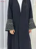 Roupas étnicas Bordado de moda Kimono manto muçulmano de grandes dimensões abaya syari fêmea de adoração aberta abayas wy199