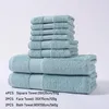 Towel Long Staple Cotton Thickened Bathroom 8 Pieces Set For Home El Spa 4 Square 2 Face Bath Brown