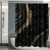 Cortinas de ducha Cortina de mármol abstracta con ganchos Decoración de baño moderno de oro de plata gris
