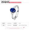 Anelli a grappolo Zdadan 925 Womens Fashion Wedding Gioielli in argento Round Sapphire Ring240408