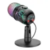 Mikrofonlar Profesyonel RGB USB Kondenser Mikrofon Oyun Studio Podcast Mic PC Bilgisayar Dizüstü Bilgisayar Video Oyun Kaydı RGB Aydınlatma