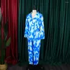 Women's Two Piece Pants 2 Pieces Sets Womens Outfits Long Printed Blazer Outwears Double Breasted & Trousers Fashion Matching
