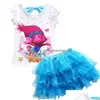 Clothing Sets Summer Clothes Trolls Costume Kids Children Tracksuits For Girls Top Tees Skirts 2 Pcs Y200325324E2974417 Drop Delivery Dhha8