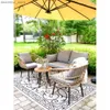 Tentes et abris 4 pièces meubles de patio sets en plein air de conversation en rotin tout temps avec des chaises de causeuse table coussins doux pour arrière-cour L48