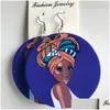 Dangle Kronleuchter Ohrringe Mode Vintage Holzscheiben Männer Frauen gestrichen afrikanisch Kopf doppelseitig gedruckt übertriebenes Schmuck Geschenk Dr. Otzy