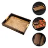 Teaware Sets Wooden Pallet Salon Serving Tray Delicate Coffee Multifunction Tea Cup Storage Container Bamboo Woven Teak Table Plate
