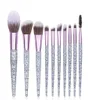 Brosse de maquillage de poignée en plastique violet 10pcs Set œil-terrain de poudre de poudre Brosse kits fond de teneur en poudre Blusher Brusser les cheveux doux Cosme2164874