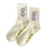 Femmes chaussettes de style coréen lettre de couleur sport de mode pour les filles respirant tube intermédiaire