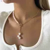 Naszyjniki wiszące lakteo imitacja imitacja Pearl Pendant Naszyjnik dla kobiet modny elegancki brzęk żelazny stolik