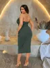 Work Dresses Set Woman Two Pieces Elegant Dress Up Summer Strapless Crop Top And Mid Length Sexy Outfit Wholesale Drop