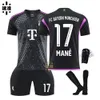 Away Jersey Bayern Black Dimensioni calcistiche Sane Muller Schupomotin Jersey Cover per bambini