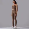 Pantalon de deux pièces pour femmes Brossé Yoga Set Femmes 2 Workout Sportswear Crisscross Back Sports Bra High Waist Leggings Gym Clothing