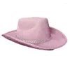 Berets Cowboy Hat Fedora Bachelorette Party Prop Glitter Cowgirl Western for Bridal F0S4