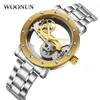 Montre-bracelets Fashion Simple Watches Men Tourbillon Automatique mécanique Hollow Transparent montre un pont unique Relogio Masculino