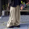 Calça masculina incerun homens veludo coroa de cor sólida cintura elástica de streetwear casual calça de perna larga 2024 Estilo coreano Long