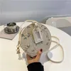 Axelväskor trendiga halmväska för kvinnor handvävd blomma handväska rund messenger stor kapacitet blixtlås crossbody