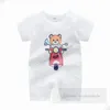 Baby Cartoon Bear Printed Rompers Niemowlęta Kids Krótkie Jumpsy Sumpus Summer Designer Odzież Nowonarodzone chłopcy Dziewczyny Bawełny miękkie body Z7569