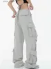 Dżinsy damskie JMPRS Retro American BF Grey Cargo Pants Harajuku Strtwear Hip Hop proste spodnie Kobiety Hip Hip Hop Loose Pants Nowe Y240408