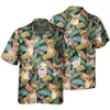 Camicie casual da uomo carine pet 3d camicia per cani stampata per uomo fresco estate tropicali frutti hawaiani hawaian bavaglio maniche corta camicetta per vacanza a maniche corte