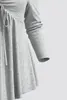 Плюс размер блузки женщины мода серая ребра в трикотаж школьник v шея с длинным рукавом офисные рабочие женские рубашки повседневные блузки 240329