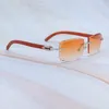 Moissanite Sonnenbrille Männer Diamant geschnitten Luxus Carter Retro Stylische Sonnenbrille Rotholz Randfleischlosen hölzernen Fahrt Schatten Brillendekoration 012 Gold Rahmen