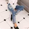 Vrouwen Rhinestones Diamond Leggings denim jeans vrouwen broek mager stretch plus size potlood slanke vintage broeker