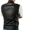 Herrenwesten pu männliche Streetwear Leder Jacke Weste Ärmel und Punk -Tasche Lose Fit Black Brand Motorradmotel Weste Coats