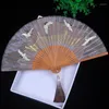 Decorative Figurines Japanese Ancient Silk Folding Fan For Women Vintage Hanfu Hollow Out Process Chinese Classic Summer