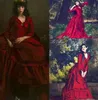 Vintage Mina Dracula Victorian Wedding Dresses Bridal Gowns With Long Sleeve 2022 Gothic Halloween Dark Red Garden Ruched Ruffles 4862057