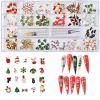 Dekorationer 200 st Nail Art Charms Kit, Christmas Nail Charms Rhinestones Box Mixed Snowflake/Reindeer/Candy/Cane For Nails Accessories#15Mod
