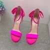 Sandalen 2024 Zomer mode ronde teen vrouwen schoenen sexy hoge hakken beknopte veterdecor echt leer zapatos de mujer