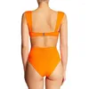 Kvinnors badkläder 2024 Fashion Solid Color Bikini Sexig samlad backless tredimensionell blommesdesign Split damer baddräkt Oran Ink