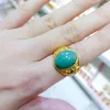 High Quality 14K Gold for Men Women Rings Fashion Luxury Brand Wedding Tiger Stone Green Jewelry Hip Hop