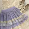 Skirts Lace Rose Print Kawaii Lolita Mini Skirt Women Japanese High Waist Short Pleated Female Korean Fashion Slim Fairy Faldas