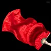 Dekoratif figürinler moda kırmızı renk taklit ipek hayranları bambu, kadın kız dansçı dans pratiği uzun fan pografi props